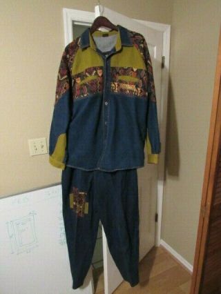 Boxx Denim Outfit Carpenter Jeans & Jean Jacket Mens Pants 34x31 L Hip Hop Suit