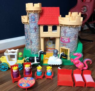 Vintage Fisher Price Play Family Castle 993 Little People Pink Dragon