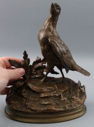 19thC Antique JULES MOIGNIEZ French Bronze Sculpture,  Grouse Bird,  NR 11