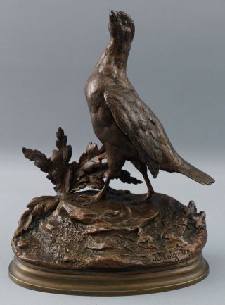 19thc Antique Jules Moigniez French Bronze Sculpture,  Grouse Bird,  Nr