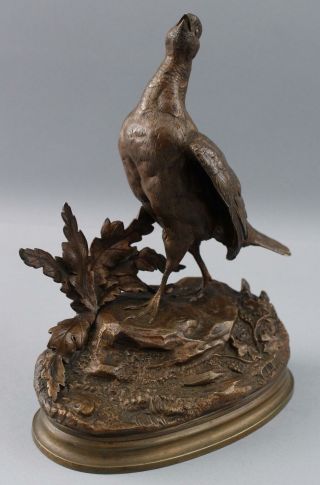 19thC Antique JULES MOIGNIEZ French Bronze Sculpture,  Grouse Bird,  NR 5