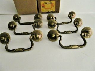 Brass Drawer Pulls.  Eanglish Antique Style.  Set of 6 Made in the USA.  Brainerd 2