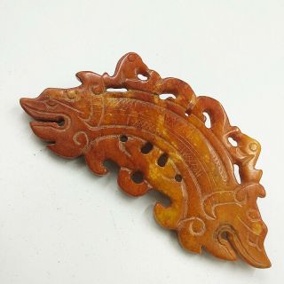 Exquisite Chinese Old Jade Hand Carved Dragon Lucky Pendant