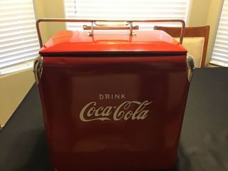 Vintage 1950s Coca Cola Coke Cooler Metal Ice Chest Cooler 9