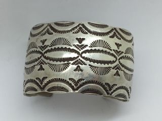 Vintage Navajo Handmade Handcrafted Sterling Silver Cuff Bangle Bracelet