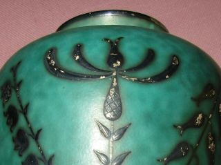 Vintage Gustavsberg Argenta Wilhelm Kage Art Pottery Silver Overlay Flower Vase 8