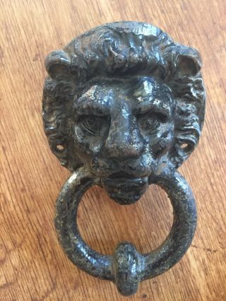 Vintage Black Cast Iron Lions Head Door Knocker