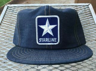 Vintage Starline Snapback Trucker Hat Denim Louisville Mfg Co Made In The Usa