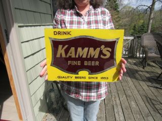 VINTAGE since 1853 KAMM ' S BEER REVERSE PAINTED GLASS SIGN MISHAWAKA IND 2