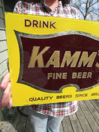VINTAGE since 1853 KAMM ' S BEER REVERSE PAINTED GLASS SIGN MISHAWAKA IND 4
