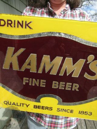 VINTAGE since 1853 KAMM ' S BEER REVERSE PAINTED GLASS SIGN MISHAWAKA IND 5