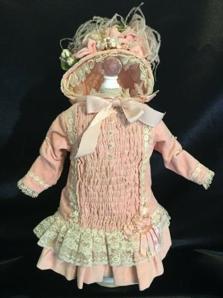 Stunning Antique Styled Doll Dress W Matching Bonnet For Jumeau Bebe