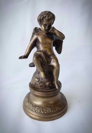 Antique French Bronze Cherub Putti Statue Circa 1910 4