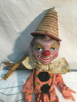 Vtg Marionette Puppet - Composite Head - Made In Mexico 1970s Creepy Clown