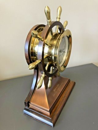CHELSEA “MARINER” SHIPS WHEEL MANTLE CHIME CLOCK RUNNING AND STRIKING NO RES 6