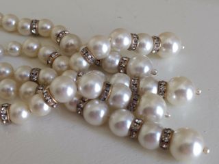 Vintage Signed VOGUE JLRY Necklace HUGE Runway Statement Faux Pearl & Rhinestone 10