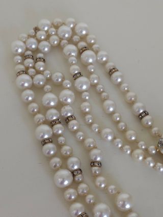 Vintage Signed VOGUE JLRY Necklace HUGE Runway Statement Faux Pearl & Rhinestone 6