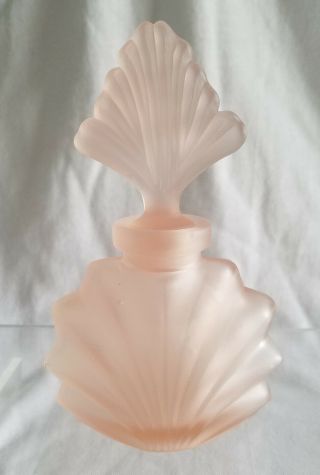 Vintage,  Art Deco Pink Satin Frosted Glass 5.  25 " High Perfume Bottle