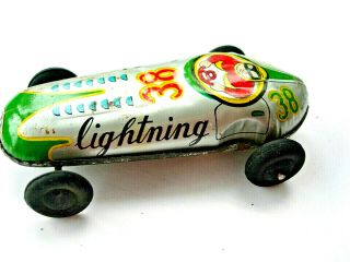 Rare Vintage Made In Japan Tin Litho Toy Ferrari/race Car 38 Lightning Exc Con