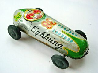 RARE Vintage Made In Japan TIN LITHO TOY FERRARI/RACE CAR 38 LIGHTNING Exc Con 2