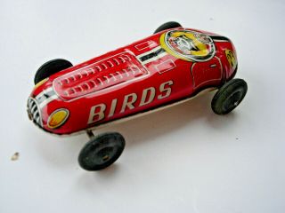 Rare Vintage Made In Japan Tin Litho Toy Ferrari/race Car 23 Birds,  Near