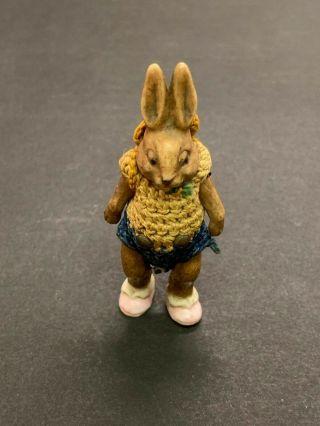Antique Hertwig Miniature Bisque Jointed Rabbit/bunny Doll - Pink Shoes/booties