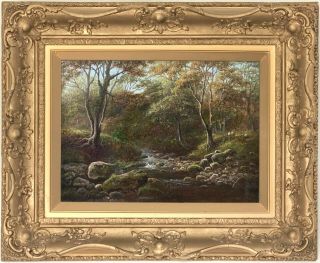 River Wharfe Bolton Woods Antique Oil Painting By William Mellor (1851 - 1931)