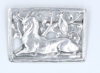 Rare Peer Smed Danish Modern Hart Deer Elk Bird Filigree Pin Sterling Silver