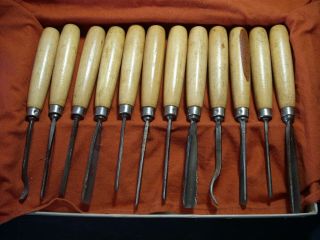 Henry Taylor Carving Tool Set Vintage 12 Piece Set With Box