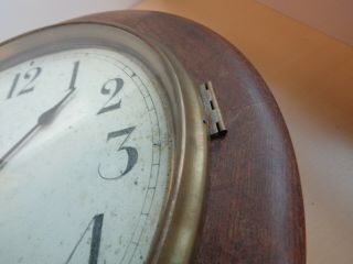 Large Antique Vintage Round Oak Key Wind Wall Clock - Seth Thomas 4