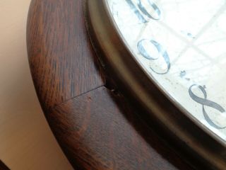 Large Antique Vintage Round Oak Key Wind Wall Clock - Seth Thomas 5