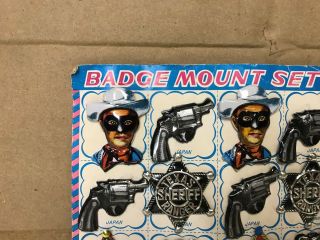 Vintage Tin Japan Badge Mount Set The Lone Ranger Theme Store Display Set 12 3