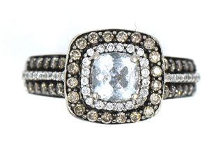 Modern Levian 1.  25cttw Cushion Aquamarine Diamond Ring 14k White Gold Size 7.  75