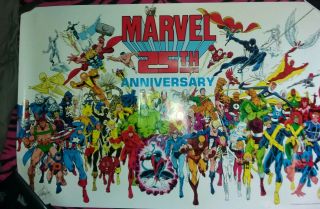 Rare Vintage Marvel Universe 25th Anniversary Poster Signed By Stan Lee 11