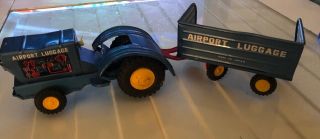 Tin Litho Toy Luggage Service Airport Transport Truck Tractor & Trailer Japan