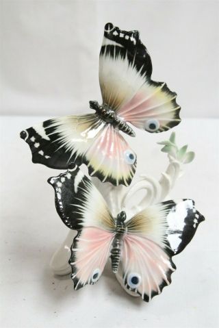 Very Rare Carl Ens Double Butterfly Branch Leaves Porcelain Figurine