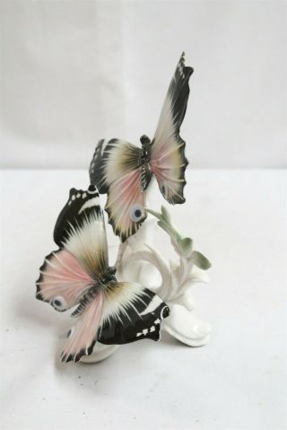 VERY RARE Carl Ens Double butterfly branch Leaves Porcelain Figurine 2