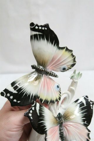 VERY RARE Carl Ens Double butterfly branch Leaves Porcelain Figurine 5