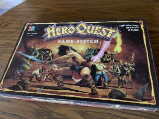 Vintage Hero Quest 1990 Board Game System Complete Milton Bradley Good Shape