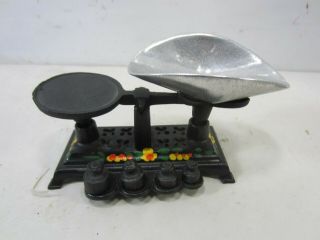 Vintage Cast Iron Mini Toy Balance Scale W/weights