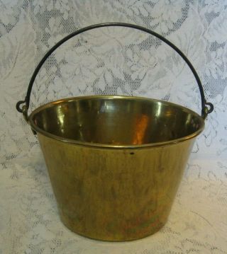 Antique 11 " Bright Brass Bucket Kettle Pail 1851 H.  W.  Hayden 