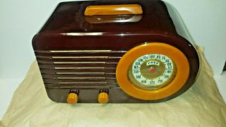 Antique Catalin Radio Fada 1000 Tube Plum With Butterscotch Trim