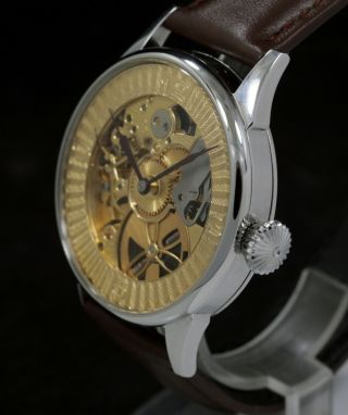 Vintage 1900s Skeleton Guilloche style Man Omega Marriage wrist watch Swiss 2