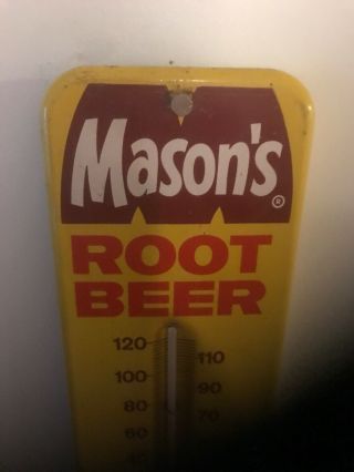 MIB Vintage 1950 ' s Mason ' s Root Beer Soda Pop Gas Station Metal Thermometer Sign 2