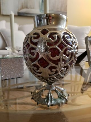 Antique Overlay Vase Art Nouveau Ruby Red