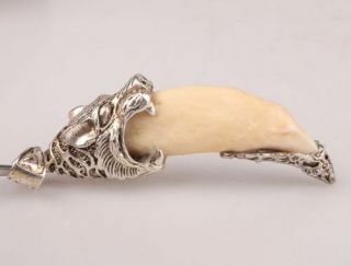 Unique Tibet Silver Animal Tooth Pendant Mascot Hip Hop Cool Christmas Gift