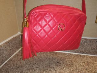 Vintage St.  John Italy Crossbody Bag Tassel Detail Red Soft Leather Purse