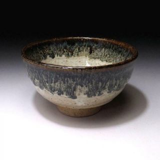 Wk5: Vintage Japanese Pottery Tea Bowl,  Karatsu Ware,  Artistic Glazes