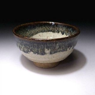 WK5: Vintage Japanese Pottery Tea Bowl,  Karatsu Ware,  Artistic glazes 2