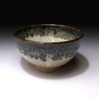 WK5: Vintage Japanese Pottery Tea Bowl,  Karatsu Ware,  Artistic glazes 8